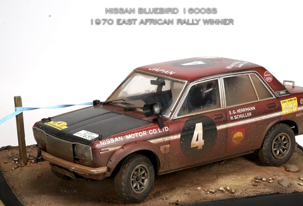 1/24 Nissan Bluebird 1600SS East African Rally Winner closeup