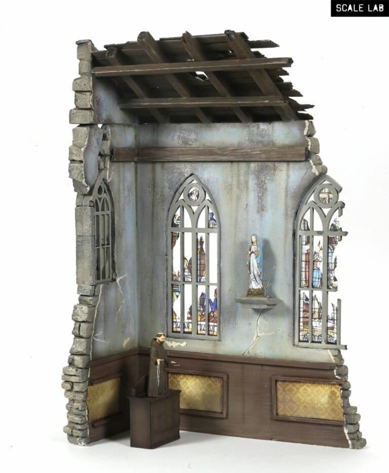 Ruined church corner scale model for diorama