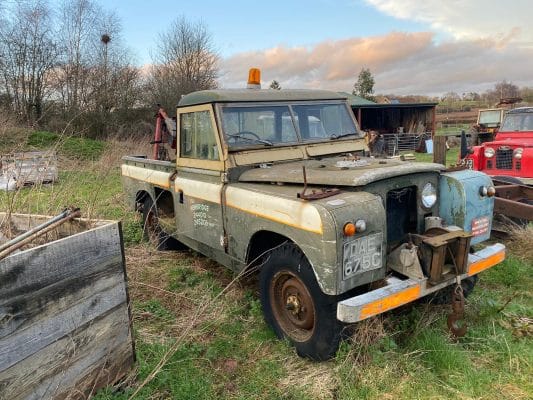 an old 20 liter diesel land rover series 2 swb 88 recovery truck